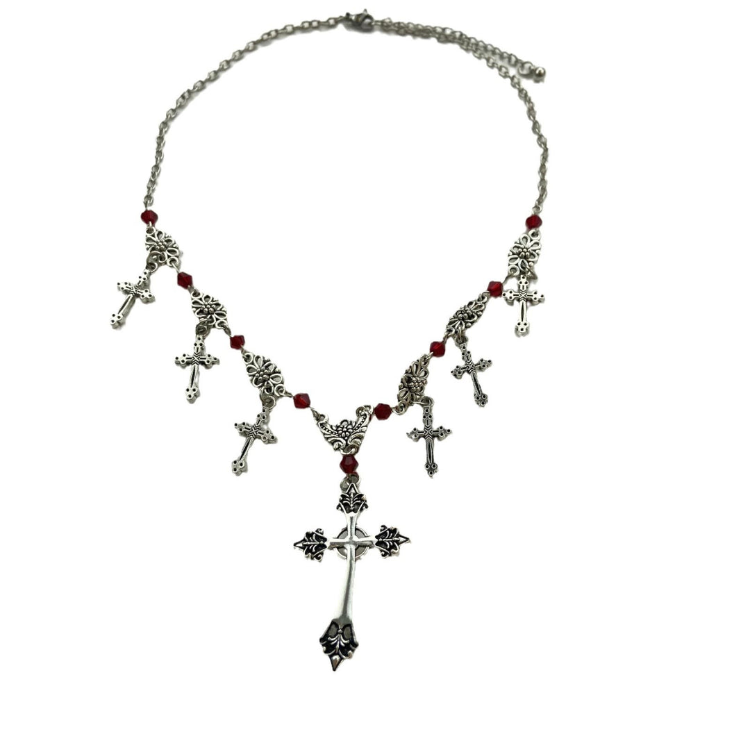 Christianartworkshop Modern Style Scarlet Beads Cross Divine Faith Necklace - image 8