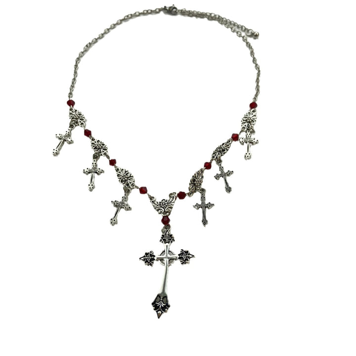 Christianartworkshop Modern Style Scarlet Beads Cross Divine Faith Necklace - image 8