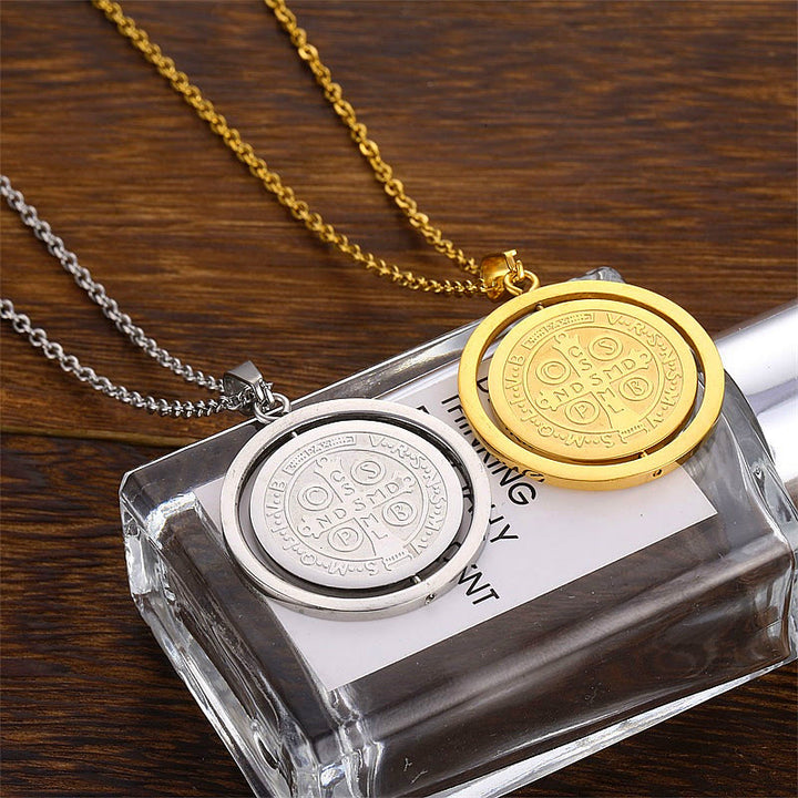 Christianartworkshop Classic Style Dual-Sided Rotatable St. Benedict Medal Pendant Necklace - image 5
