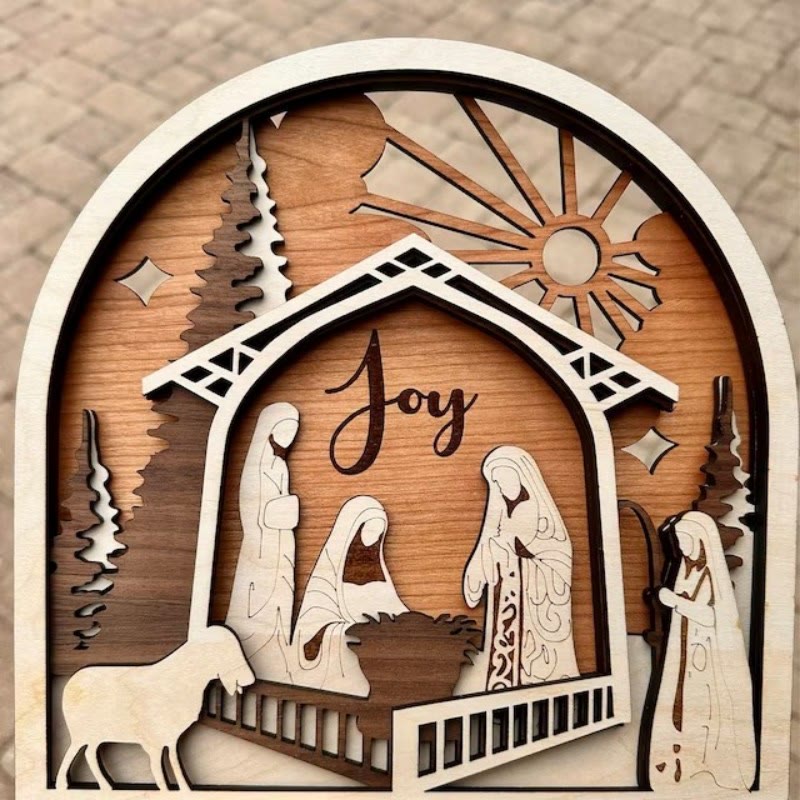 Christianartworkshop Classic Style Crafted Nativity Scene Joy Divine Faith Wooden Ornament - image 2