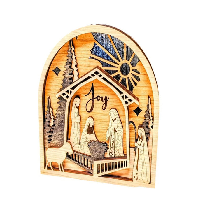 Christianartworkshop Classic Style Crafted Nativity Scene Joy Divine Faith Wooden Ornament - image 3