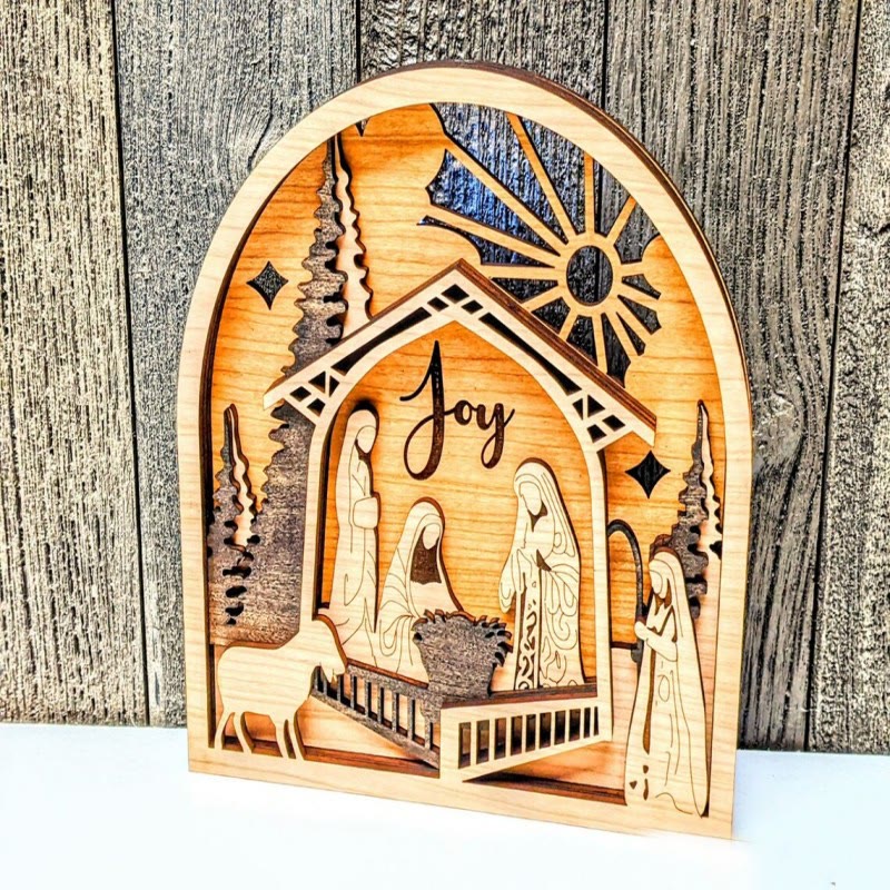Christianartworkshop Classic Style Crafted Nativity Scene Joy Divine Faith Wooden Ornament - Nativity Scene - image 1