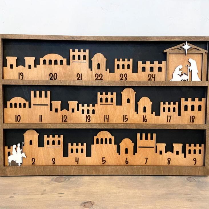 Christianartworkshop Classic Style Bethlehem Journey Advent Countdown Nativity Calendar Desktop Decorations Ornament - image 1
