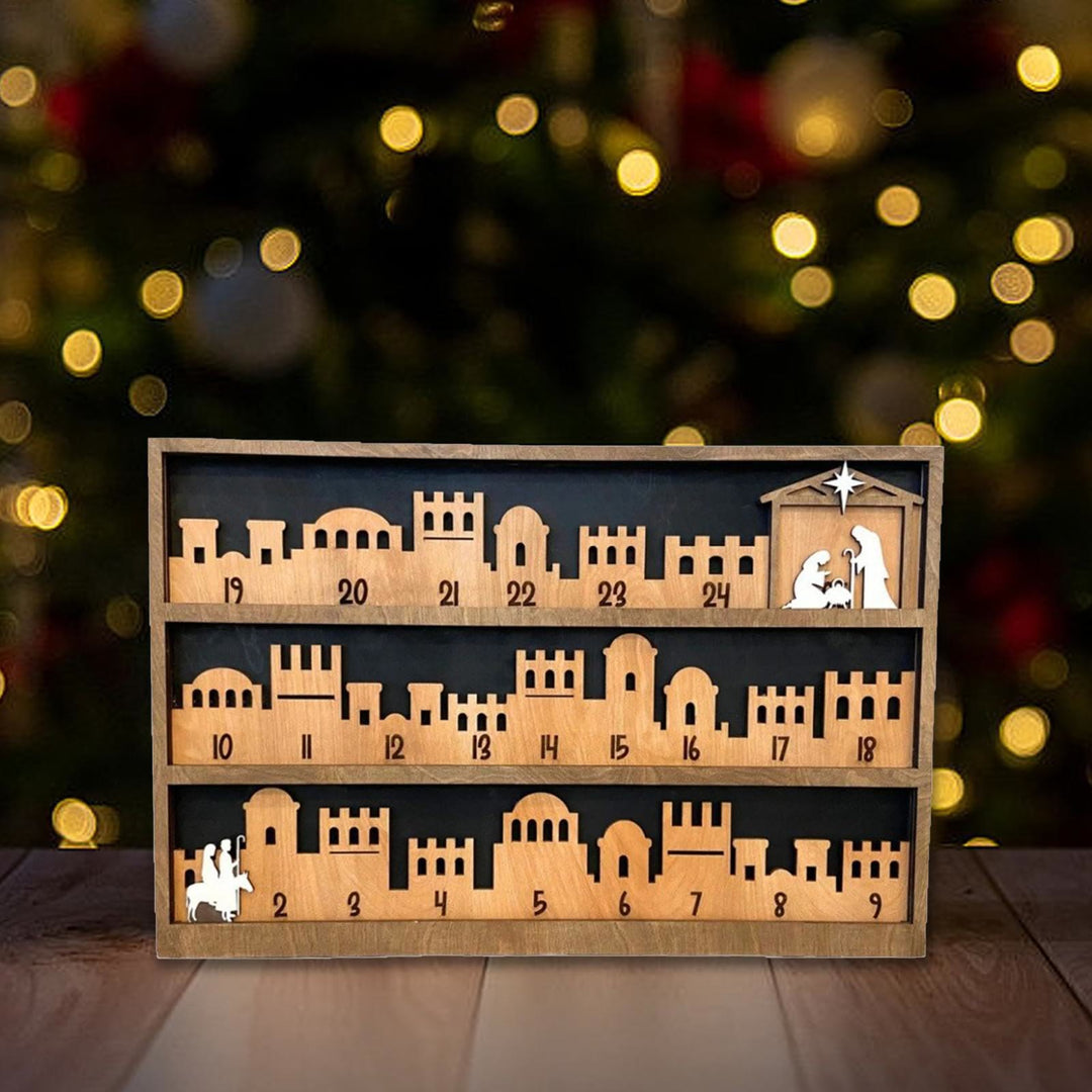 Christianartworkshop Classic Style Bethlehem Journey Advent Countdown Nativity Calendar Desktop Decorations Ornament - Nativity Scene - image 1