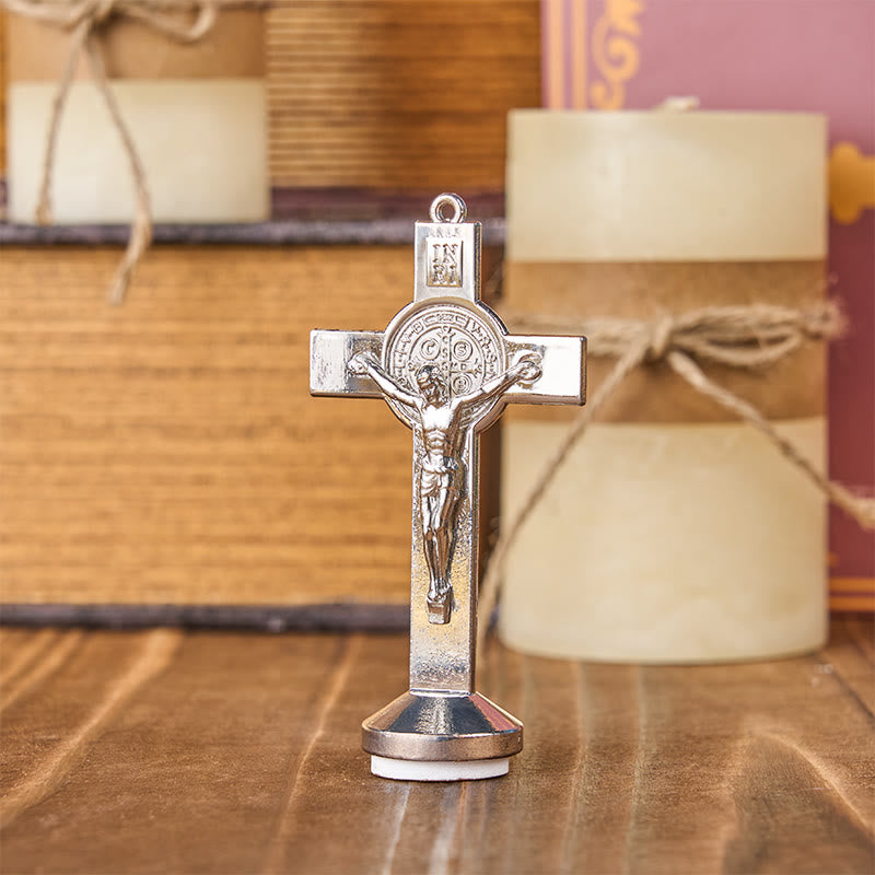 Christianartworkshop Classical Traditional Alloy St. Benedict Cross Crafted Ornament - Silver - image 4
