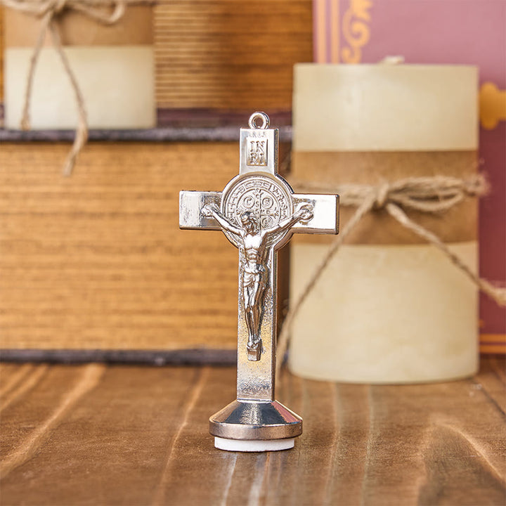 Christianartworkshop Classical Traditional Alloy St. Benedict Cross Crafted Ornament - Silver - image 4