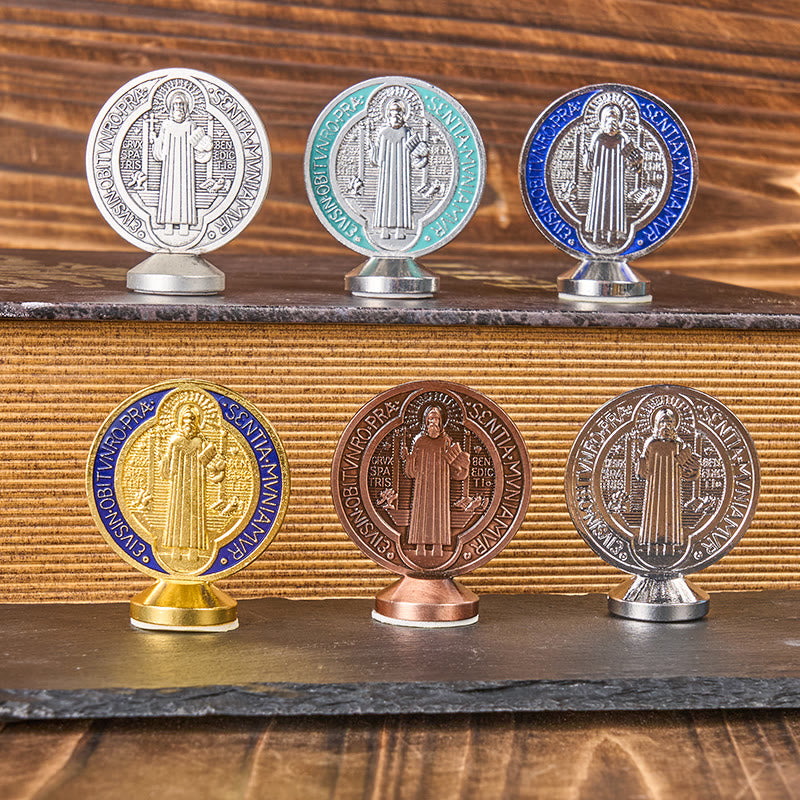 Christianartworkshop Classical Traditional Alloy St. Benedict Symbol Small Exquisite Crafted Ornament (6 colors) - image 2