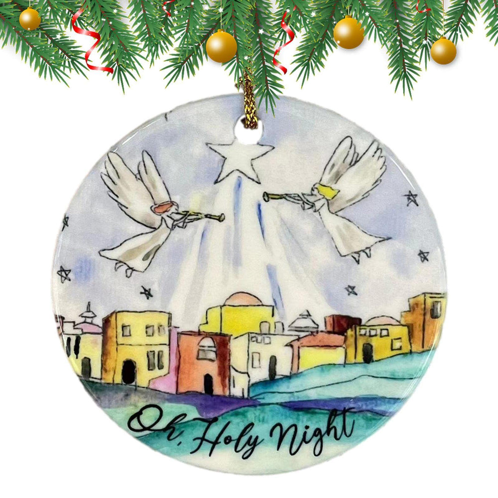 Christianartworkshop Colored Style Oh Holy Night Angels Star Christmas Nativity Hanging Ornaments - image 2