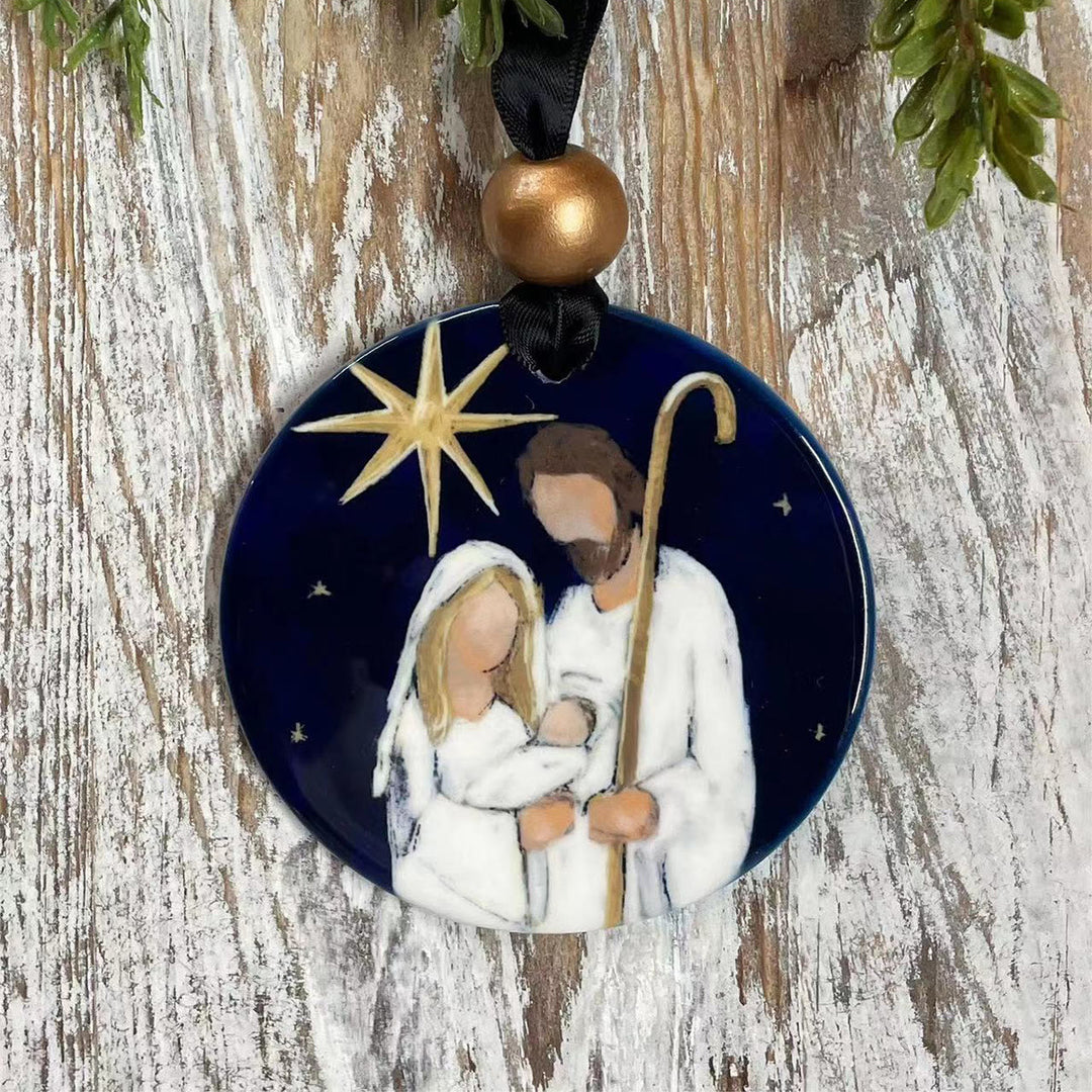 Christianartworkshop Colored Style Star Of Bethlehem Nativity Scene Christmas Nativity Hanging Ornaments - Nativity Scene - image 1