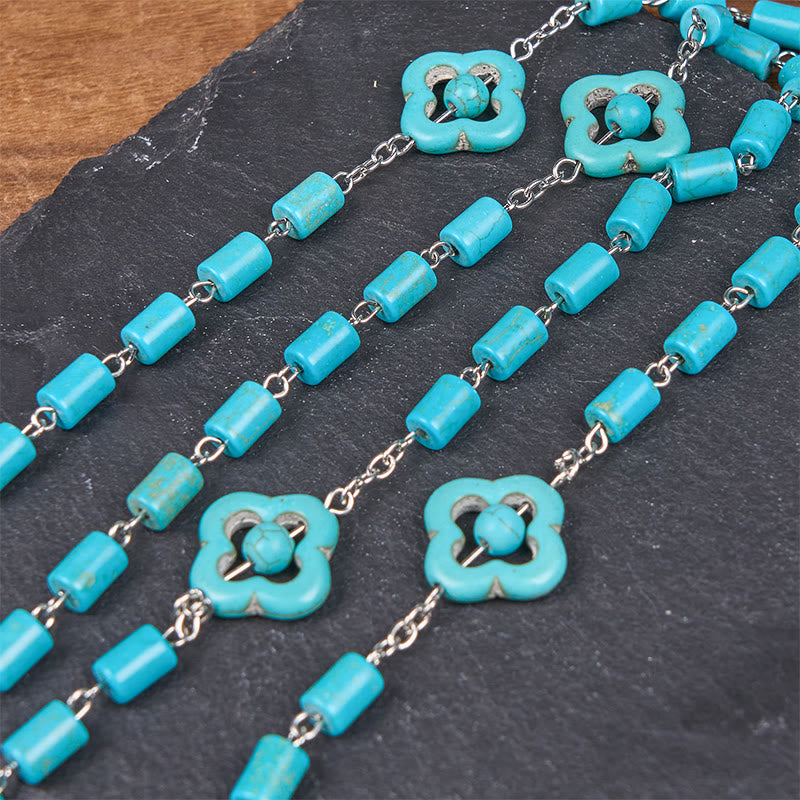 Christianartworkshop 2 Style Irregular Beads Turquoise Alloy Chain Rosary with Our Lady/St. Benedict Medal - image 8