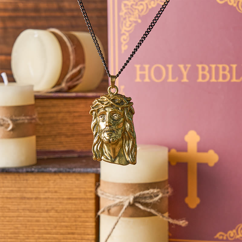 Christianartworkshop Realistic Style Crown of Thorns Jesus Blessed Faith Pendant Necklace - Retro Gold - image 3