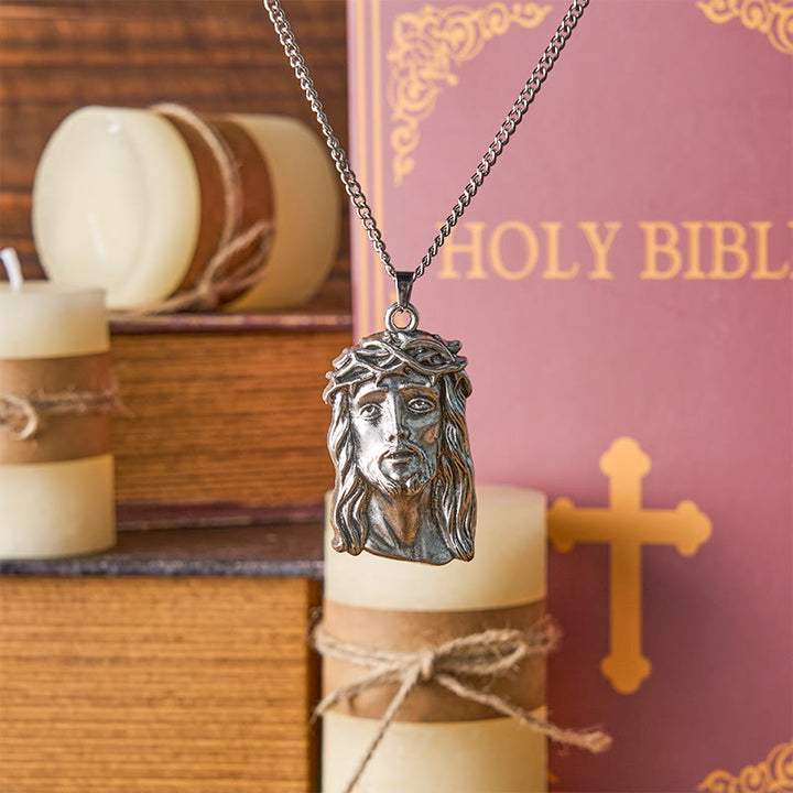 Christianartworkshop Realistic Style Crown of Thorns Jesus Blessed Faith Pendant Necklace - Silver - image 1