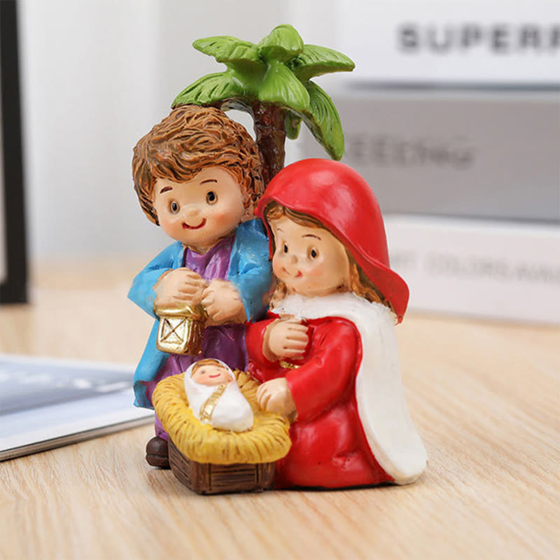 Christianartworkshop Cartoon Style Sculpture of Nativity Scene Resin Stereoscopic Desktop Ornaments - image 6