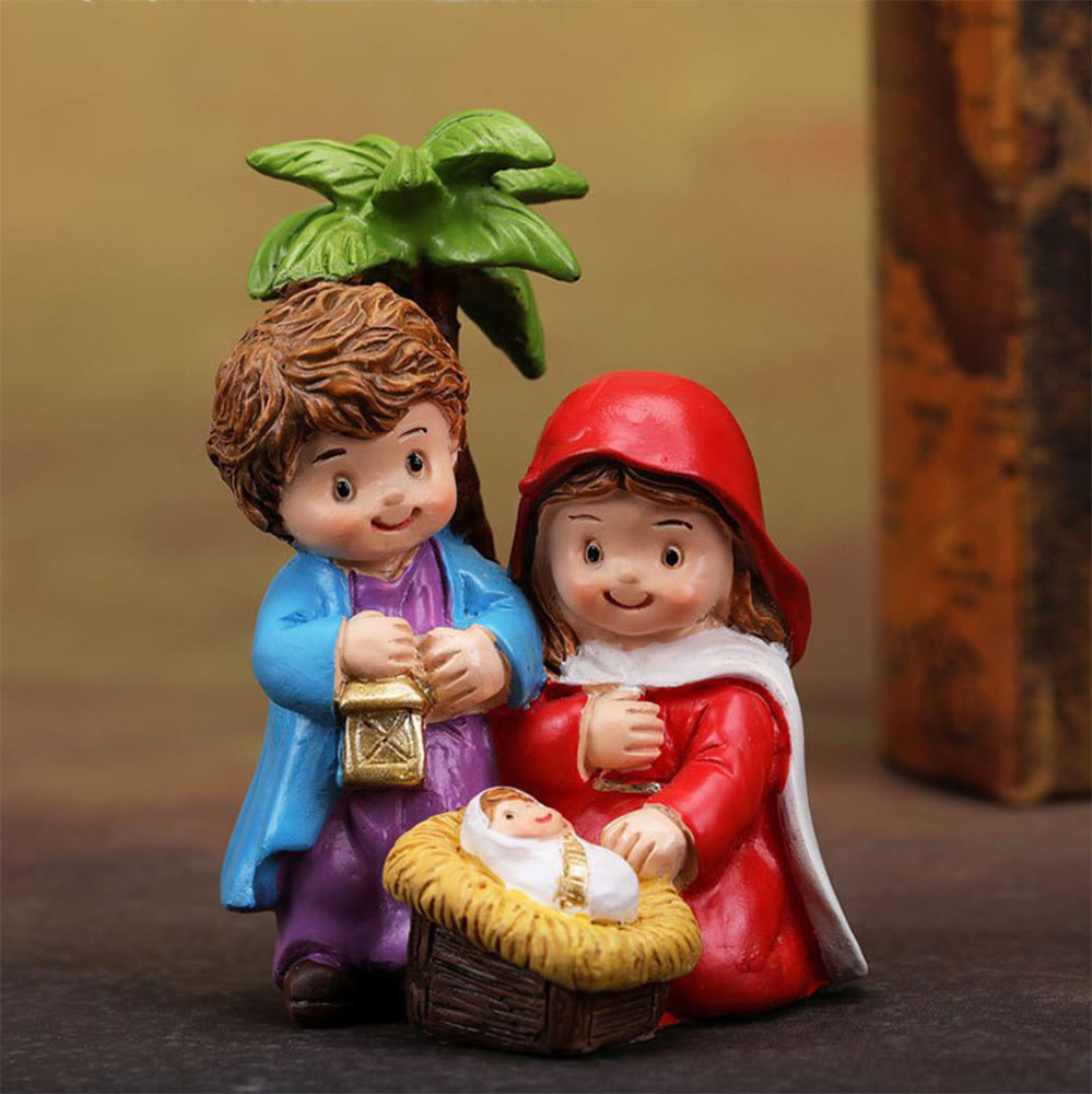 Christianartworkshop Cartoon Style Sculpture of Nativity Scene Resin Stereoscopic Desktop Ornaments - Multicolor - image 2
