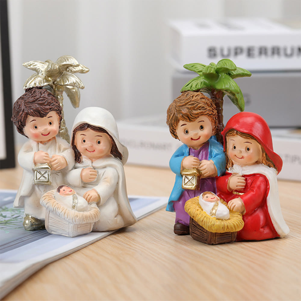 Christianartworkshop Cartoon Style Sculpture of Nativity Scene Resin Stereoscopic Desktop Ornaments - image 1