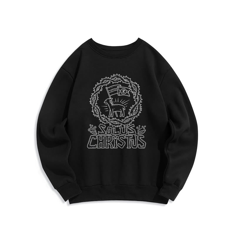 Christianartworkshop Modern Style Solus Christus Lamb Fleece Lined Polyester Sweatshirt - Black - 2XL - image 6
