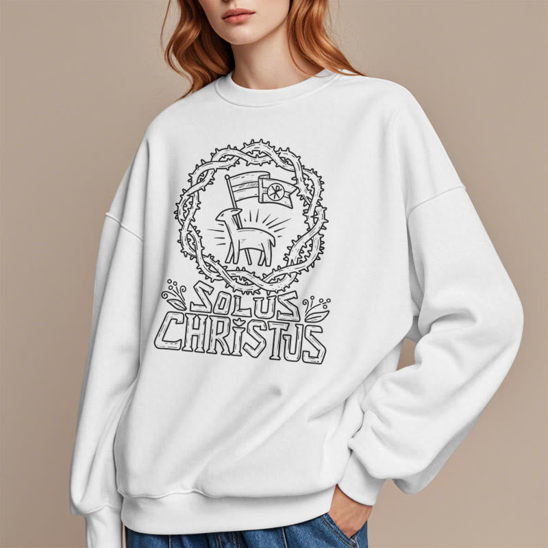 Christianartworkshop Modern Style Solus Christus Lamb Fleece Lined Polyester Sweatshirt - image 5