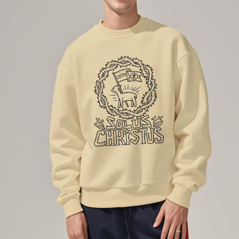 Christianartworkshop Modern Style Solus Christus Lamb Fleece Lined Polyester Sweatshirt - image 10