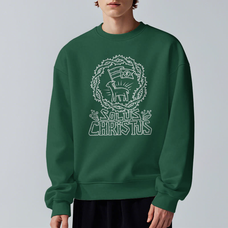 Christianartworkshop Modern Style Solus Christus Lamb Fleece Lined Polyester Sweatshirt - image 14