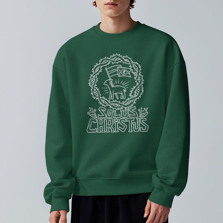 Christianartworkshop Modern Style Solus Christus Lamb Fleece Lined Polyester Sweatshirt - image 14