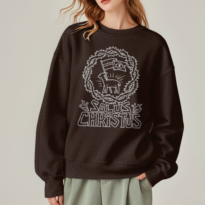 Christianartworkshop Modern Style Solus Christus Lamb Fleece Lined Polyester Sweatshirt - image 12