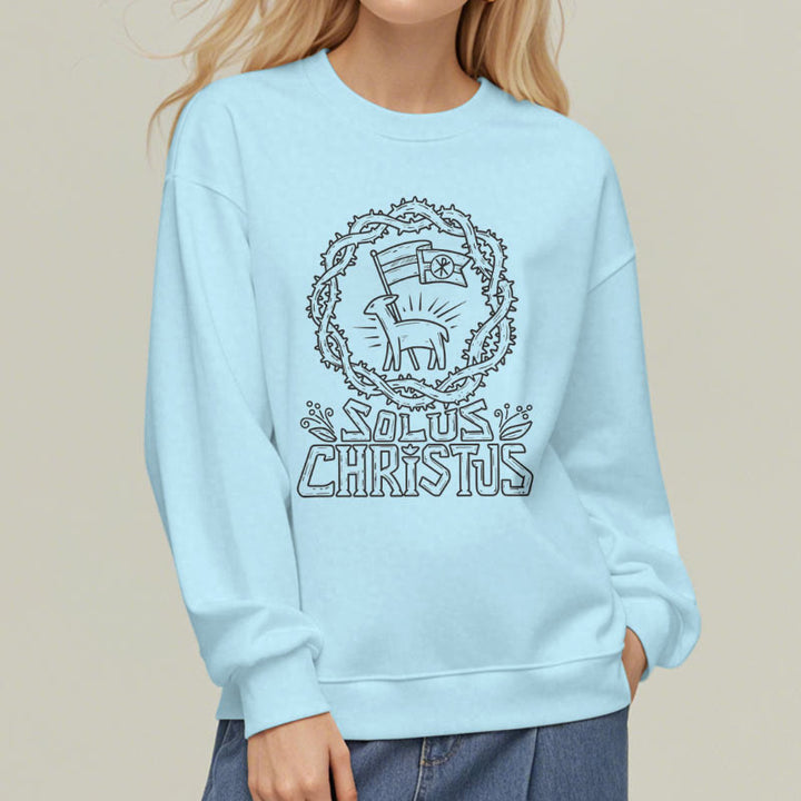 Christianartworkshop Modern Style Solus Christus Lamb Fleece Lined Polyester Sweatshirt - image 16