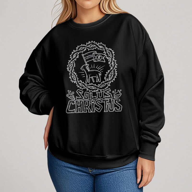 Christianartworkshop Modern Style Solus Christus Lamb Fleece Lined Polyester Sweatshirt - image 8