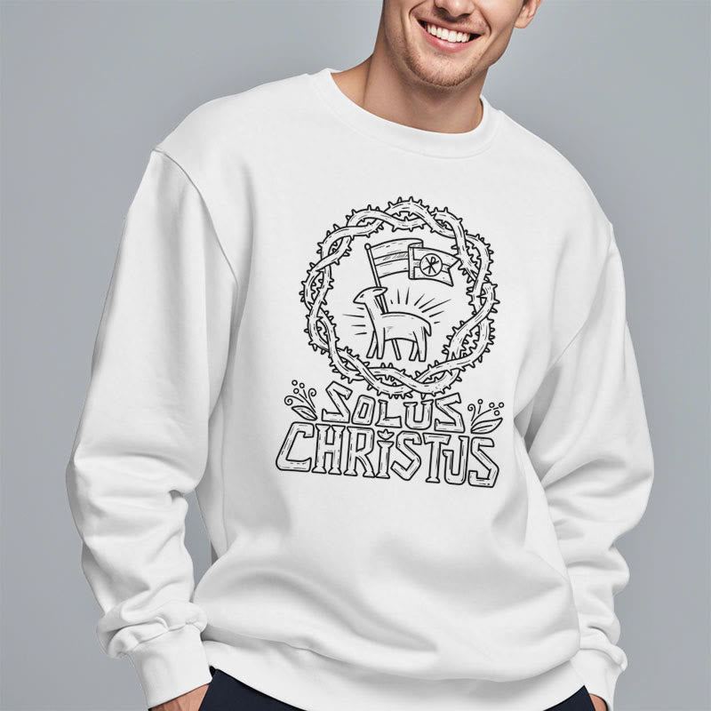 Christianartworkshop Modern Style Solus Christus Lamb Fleece Lined Polyester Sweatshirt - image 6