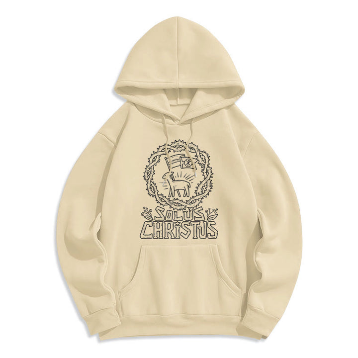 Christianartworkshop Modern Style Solus Christus Lamb Fleece Lined Polyester Hoodie - Beige - 2XL - image 9