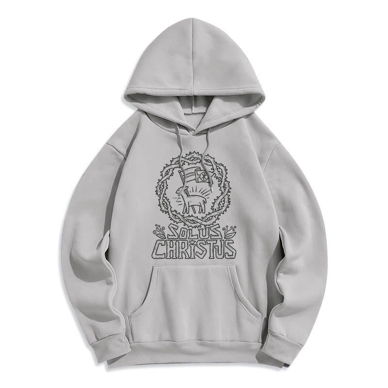 Christianartworkshop Modern Style Solus Christus Lamb Fleece Lined Polyester Hoodie - Grey - 2XL - image 17