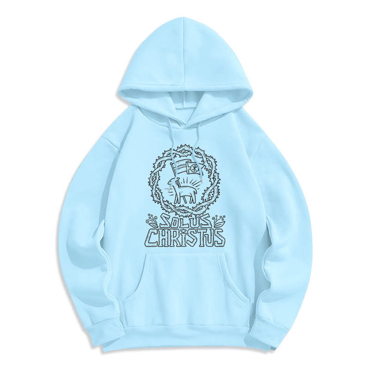 Christianartworkshop Modern Style Solus Christus Lamb Fleece Lined Polyester Hoodie - Blue - 2XL - image 15