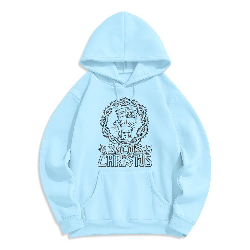 Christianartworkshop Modern Style Solus Christus Lamb Fleece Lined Polyester Hoodie - Blue - 2XL - image 13