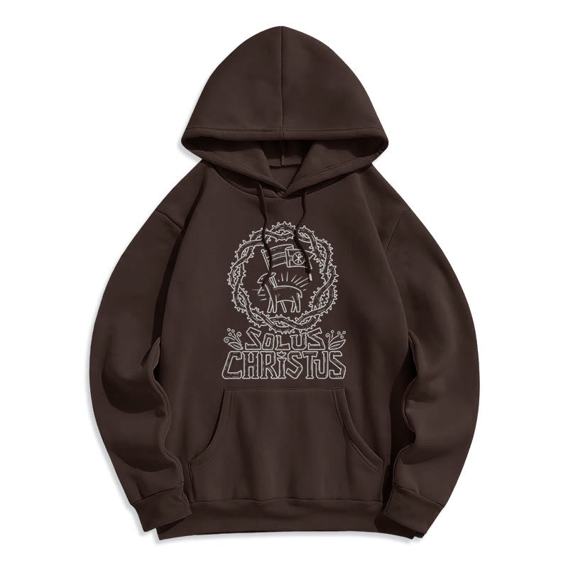 Christianartworkshop Modern Style Solus Christus Lamb Fleece Lined Polyester Hoodie - Brown - 2XL - image 11
