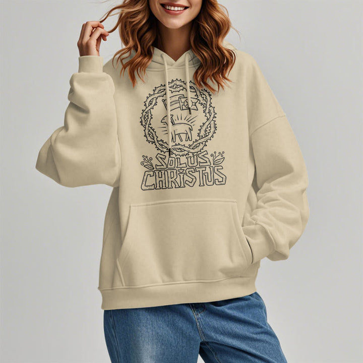 Christianartworkshop Modern Style Solus Christus Lamb Fleece Lined Polyester Hoodie - image 10