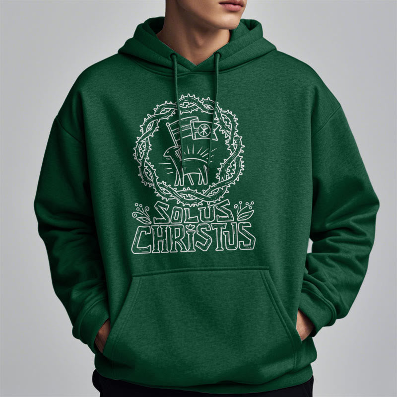 Christianartworkshop Modern Style Solus Christus Lamb Fleece Lined Polyester Hoodie - image 14