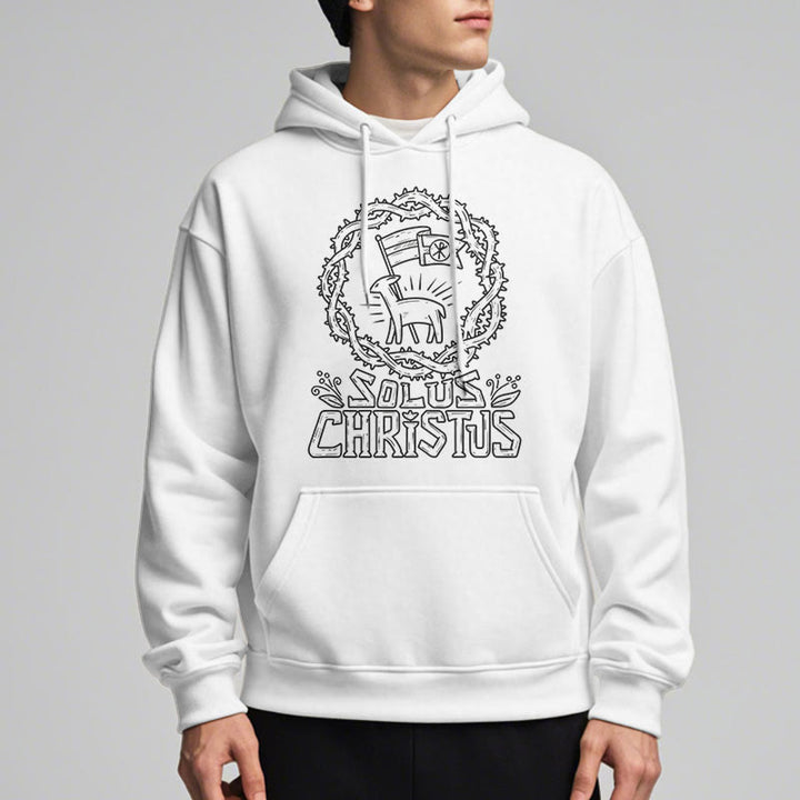 Christianartworkshop Modern Style Solus Christus Lamb Fleece Lined Polyester Hoodie - image 6