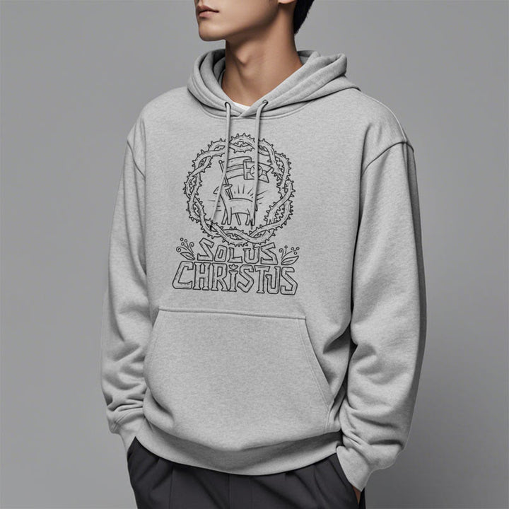 Christianartworkshop Modern Style Solus Christus Lamb Fleece Lined Polyester Hoodie - image 16