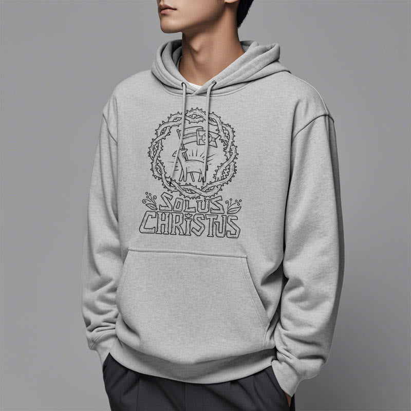 Christianartworkshop Modern Style Solus Christus Lamb Fleece Lined Polyester Hoodie - image 18