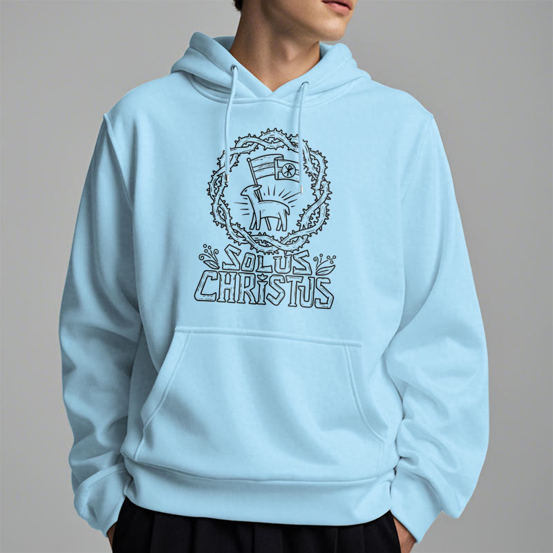 Christianartworkshop Modern Style Solus Christus Lamb Fleece Lined Polyester Hoodie - image 16