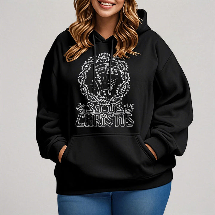 Christianartworkshop Modern Style Solus Christus Lamb Fleece Lined Polyester Hoodie - image 8