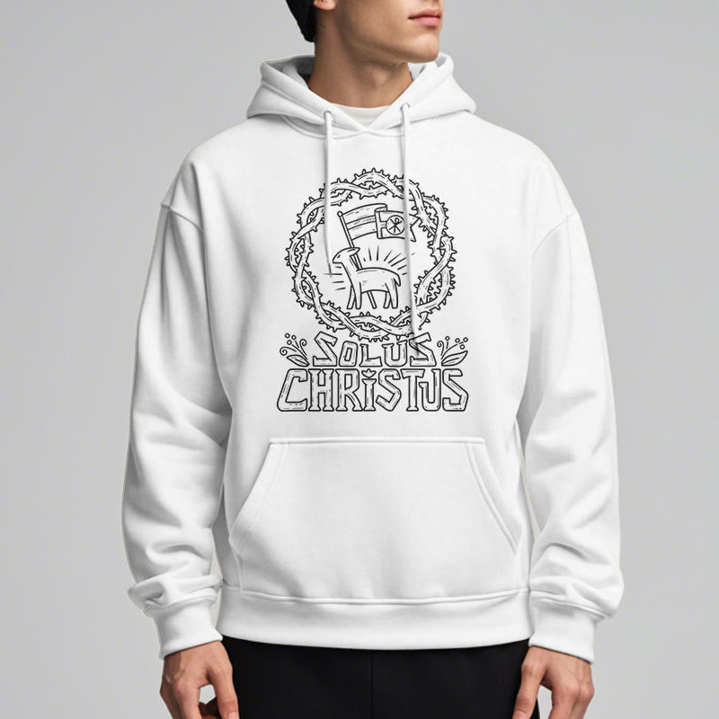 Christianartworkshop Modern Style Solus Christus Lamb Fleece Lined Polyester Hoodie - image 4