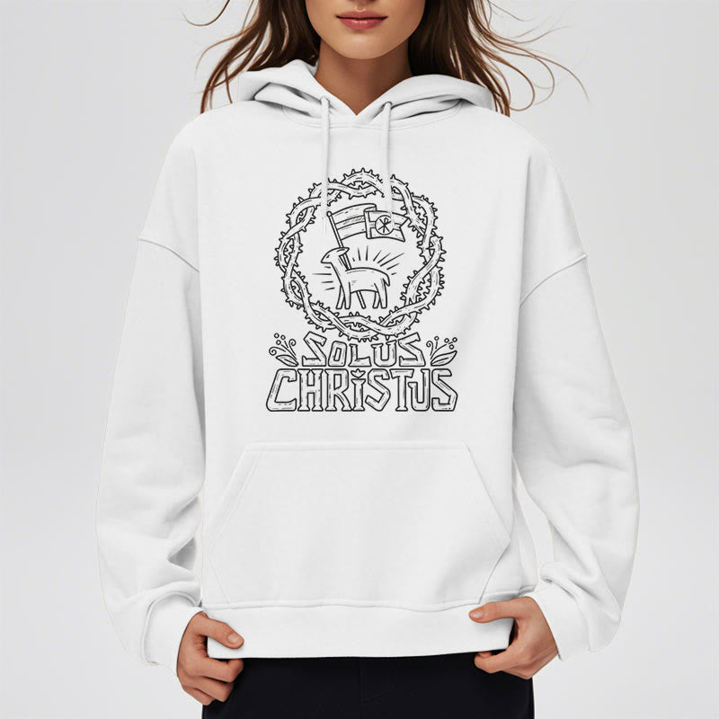 Christianartworkshop Modern Style Solus Christus Lamb Fleece Lined Polyester Hoodie - image 3