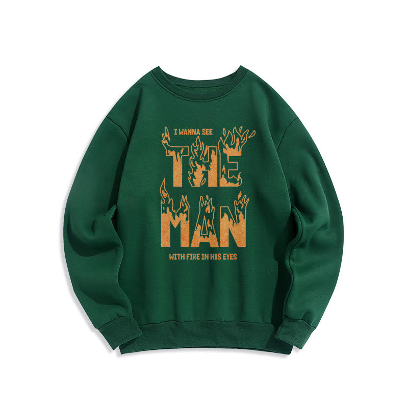 Christianartworkshop Quotation Style The Man With Fire in His Eyes Fleece Lined Polyester Sweatshirt - Green - 2XL - image 15