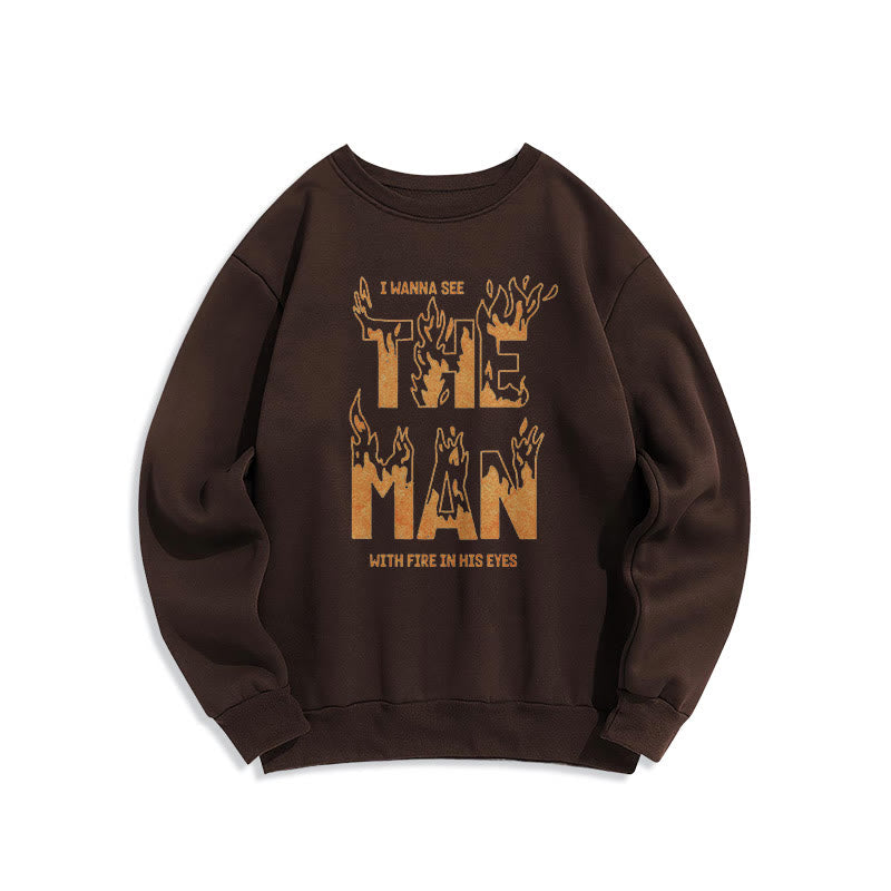Christianartworkshop Quotation Style The Man With Fire in His Eyes Fleece Lined Polyester Sweatshirt - Brown - 2XL - image 12