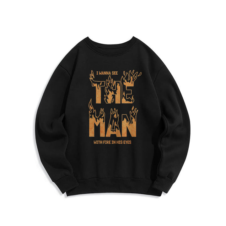 Christianartworkshop Quotation Style The Man With Fire in His Eyes Fleece Lined Polyester Sweatshirt - Black - 2XL - image 7
