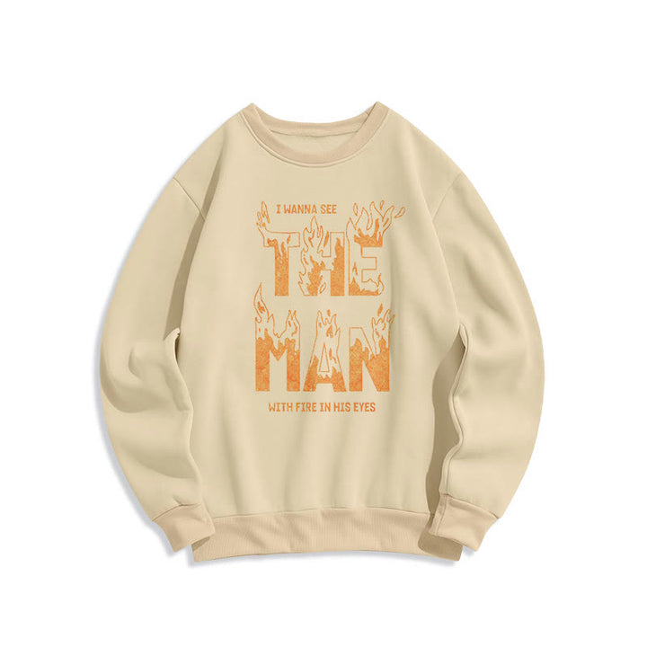 Christianartworkshop Quotation Style The Man With Fire in His Eyes Fleece Lined Polyester Sweatshirt - Beige - 2XL - image 10