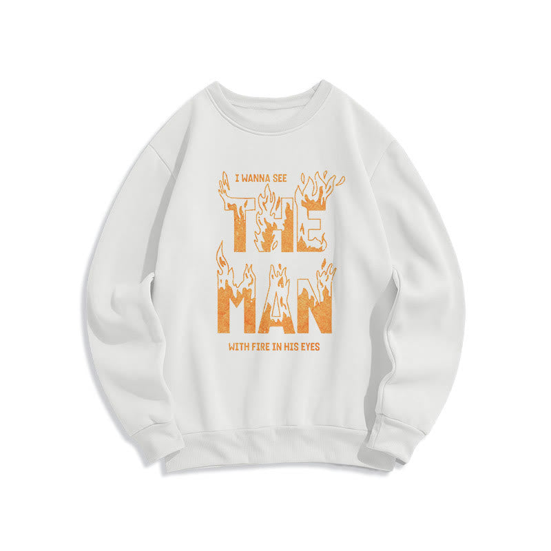 Christianartworkshop Quotation Style The Man With Fire in His Eyes Fleece Lined Polyester Sweatshirt - White - 2XL - image 9