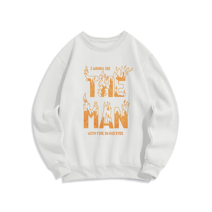 Christianartworkshop Quotation Style The Man With Fire in His Eyes Fleece Lined Polyester Sweatshirt - White - 2XL - image 9