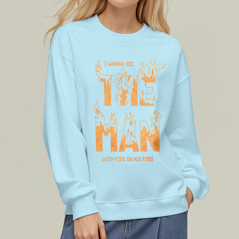 Christianartworkshop Quotation Style The Man With Fire in His Eyes Fleece Lined Polyester Sweatshirt - image 5
