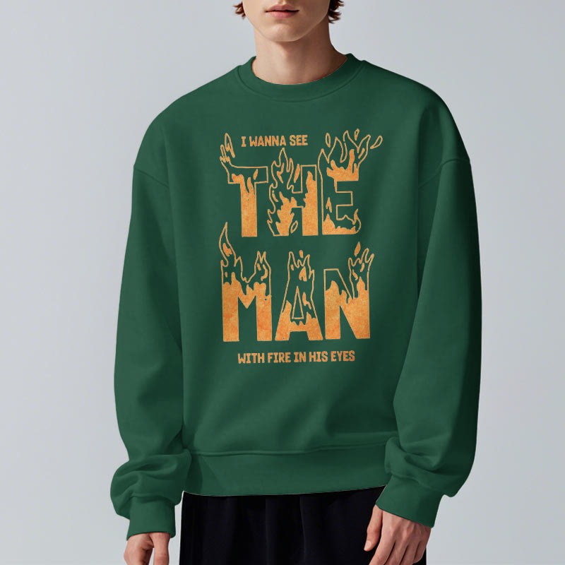 Christianartworkshop Quotation Style The Man With Fire in His Eyes Fleece Lined Polyester Sweatshirt - image 16